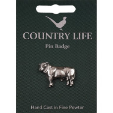 Country Life Bull Pin Badge - Pewter