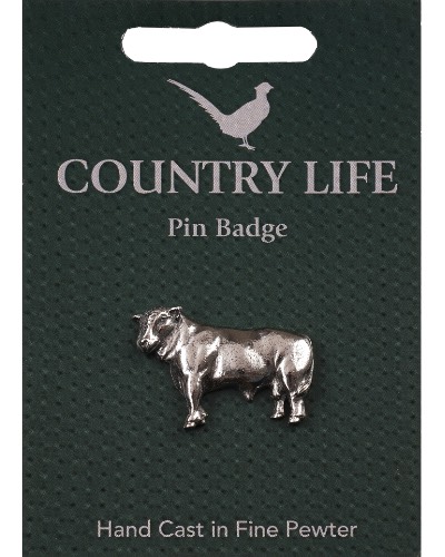 Country Life Bull Pin Badge - Pewter