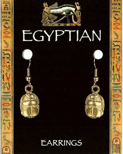 Egyptian Scarab Earrings - Gold Plated