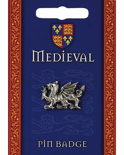 Heraldic Dragon Pin Badge - Pewter