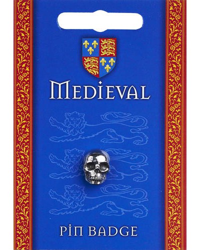 Medieval Skull Pin Badge - Pewter