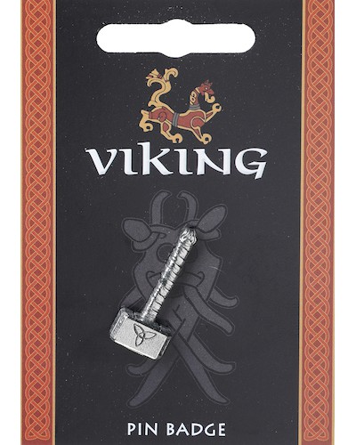 Mjolnir Thors Hammer Pin Badge - Pewter