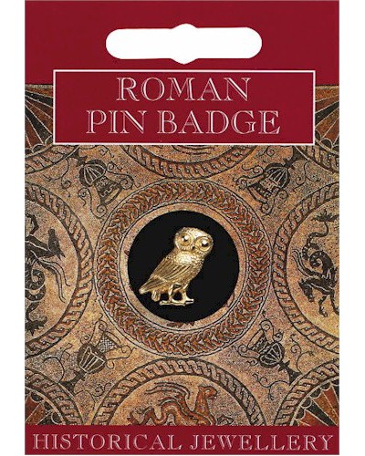 Roman Owl Pin Badge - Gold Plated