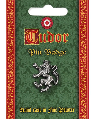 Tudor Rampant Lion Pin Badge - Pewter