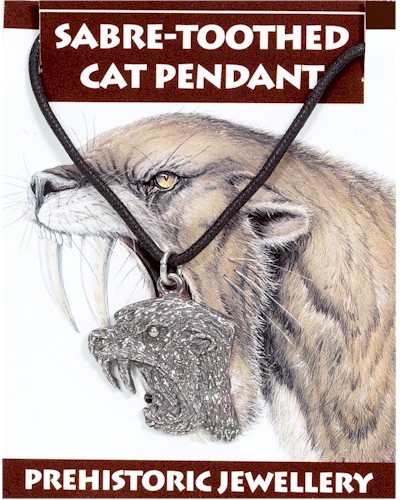 Sabre-Toothed Cat Pendant - Pewter