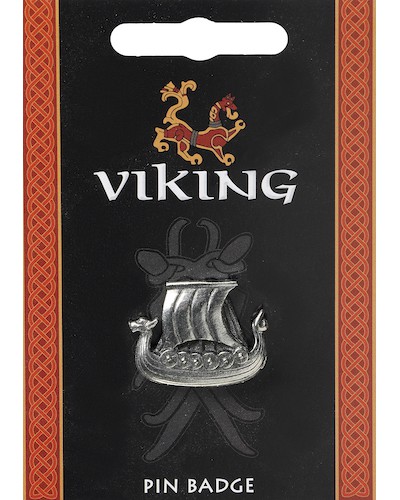 Viking Boat Pin Badge - Pewter