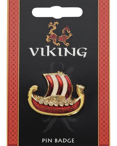 Viking Enamelled Ship Double Pin Badge