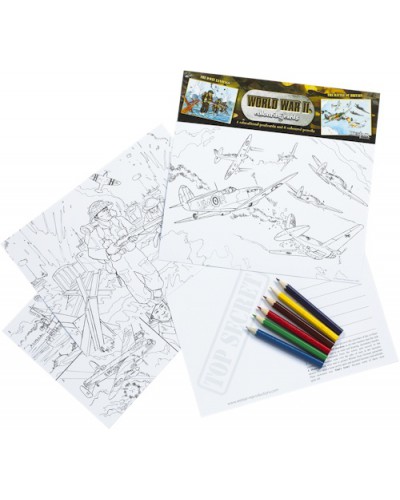 World War II Educational Colouring Postcards